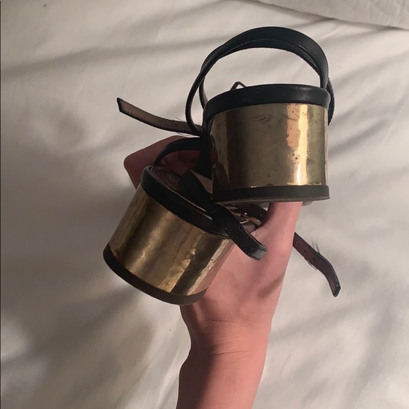 Lanvin black and brown block heeled sandals - Picture 7 of 8